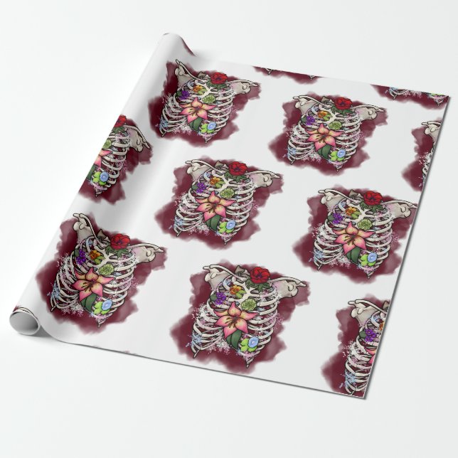 Papel De Regalo Cinta Floral de acuarela (Desenrollado)