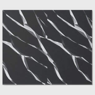 Papel De Regalo Cinta líquida de mármol blanco y negro moderno