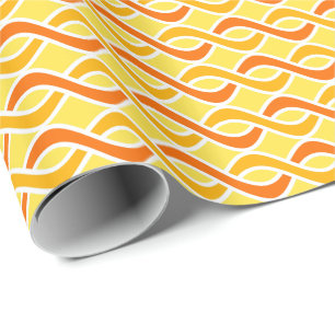 Papel De Regalo Cinta moderna de medio siglo, amarilla y naranja