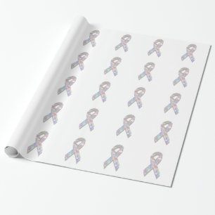 Papel De Regalo cinta para el cáncer de pulmón de perla