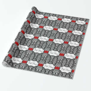 Papel De Regalo Cinta roja de damasco blanco/negro de moda