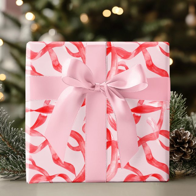 Papel De Regalo Cinta Roja y Rosa Rubor (Subido por el creador)