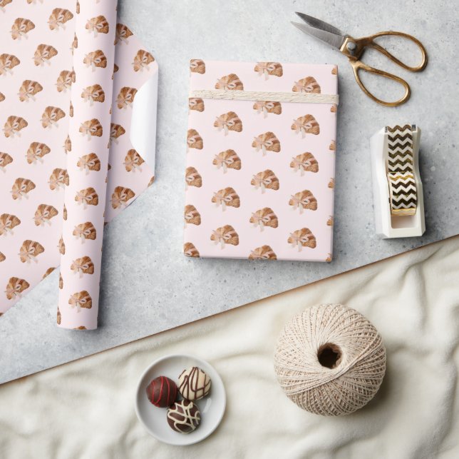 Papel De Regalo Cinta rosa Croissant de Coquette Personalizada (Artesanía)