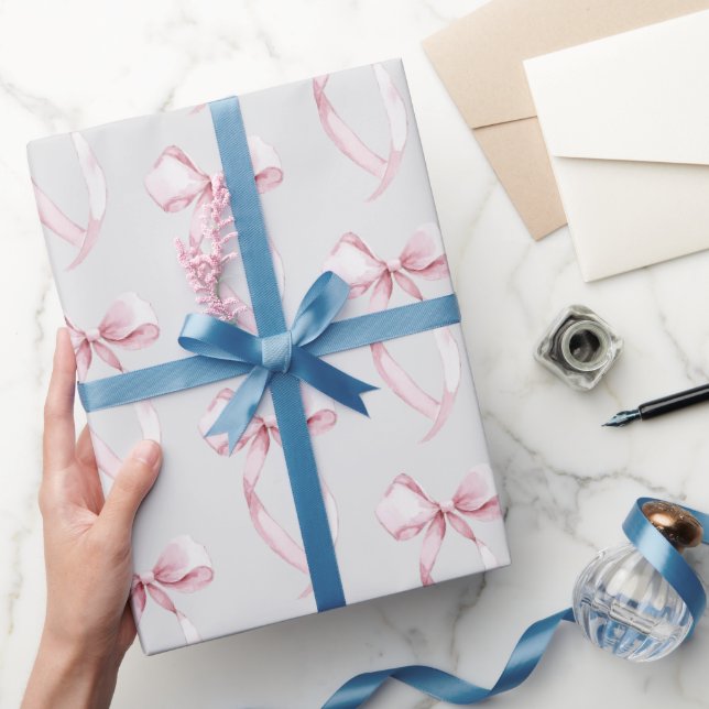 Papel De Regalo Cinta rosa Rubor gris (Regalar)