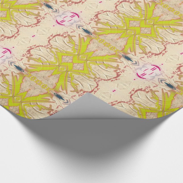 Papel De Regalo Cintas amarillas chartreuses del oro tradicional (Esquina)