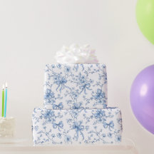 Cintas Azules y Lazos Toile Coquette Patrón 