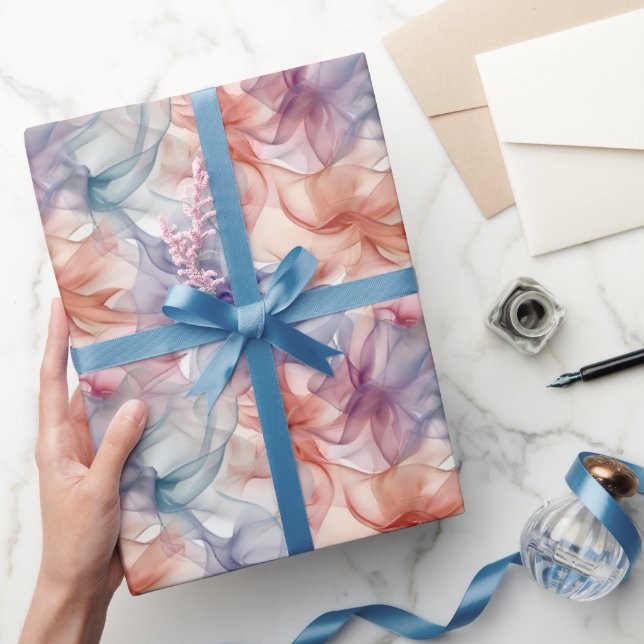 Papel De Regalo Cintas de Arcoíris sobre Blanco  (Regalar)