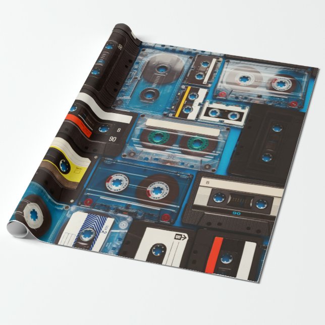 Papel De Regalo Cintas de audio retro (Desenrollado)