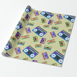 Papel De Regalo Cintas de Casete Amante Vintage Retro Registros An