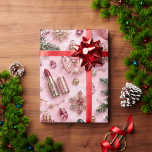 Papel De Regalo Cintas de joyas de Navidad de color burgundy rosa