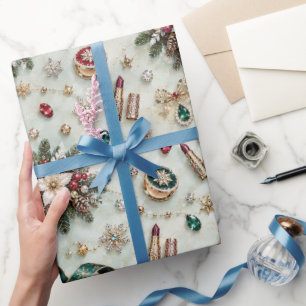 Papel De Regalo Cintas de joyería de Navidad Burgundy Emerald