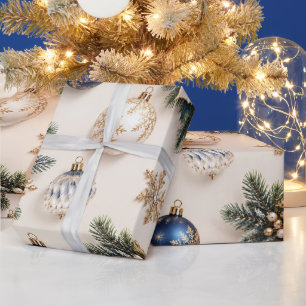 Papel De Regalo Cintas de Navidad de azul zafiro elegantes