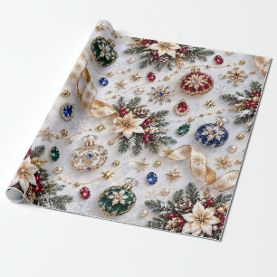 Papel De Regalo Cintas de Navidad de marfil y oro elegantes