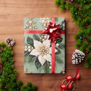 Papel De Regalo Cintas de Navidad esmeralda verde salvia