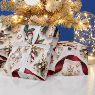 Papel De Regalo Cintas de regalo de Navidad esmeralda de Borgoña
