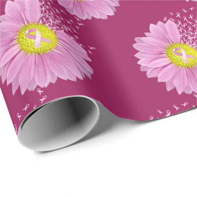 Papel De Regalo Cintas para sobrevivientes de cáncer de mama rosad (Esquina del rollo)