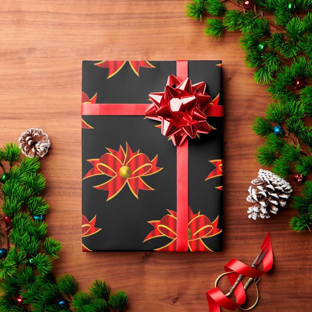 Papel De Regalo Cintas rojas sobre Navidades contemporáneos negros (Subido por el creador)