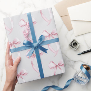 Papel De Regalo Cintas Rosadas Beige Grises