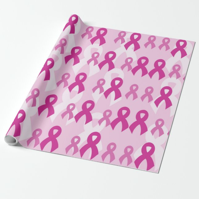 Papel De Regalo Cintas rosadas/Ligeras... Cáncer de mama (Desenrollado)