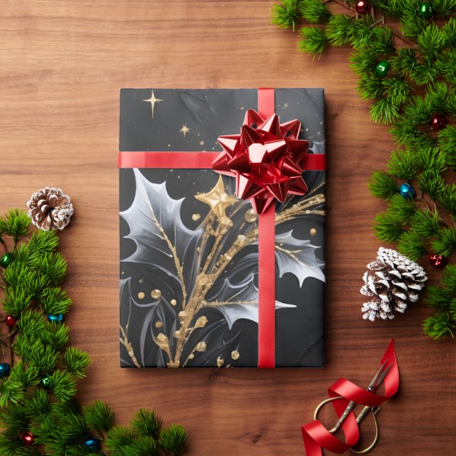 Papel De Regalo Circle of Light – Golden Wreath Holiday Gift Wrap (Regalo de vacaciones)