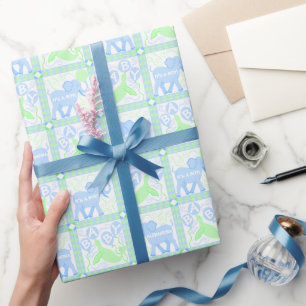 Papel De Regalo Circo azul   Patrón Baby Shower personalizado