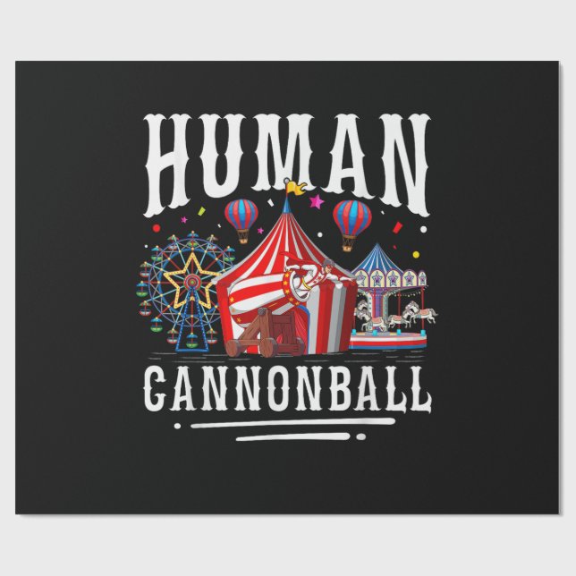 Papel De Regalo Circo Carnaval Bola de Cañón Humano (Superficie plana)