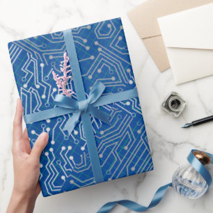 Papel De Regalo Circuito conectado A.b Azul BG