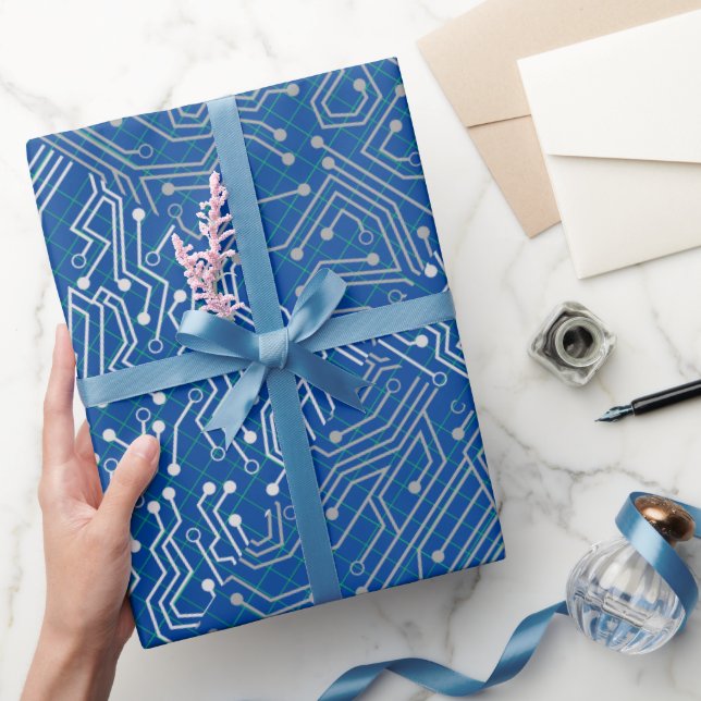 Papel De Regalo Circuito conectado A.b Azul BG (Regalar)