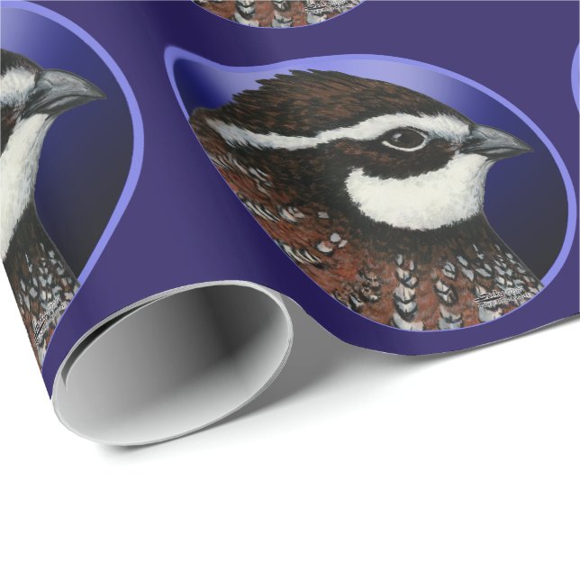Papel De Regalo Círculo de Cabeza de Codorniz Bobwhite (Esquina del rollo)