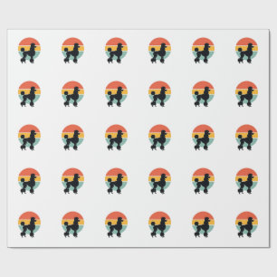 Papel De Regalo Círculo de silueta de perro retro puesta de sol de