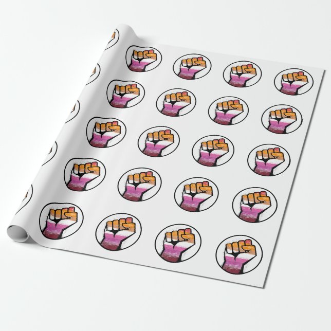 Papel De Regalo Círculo del Puño del Orgullo Lésbico (Desenrollado)