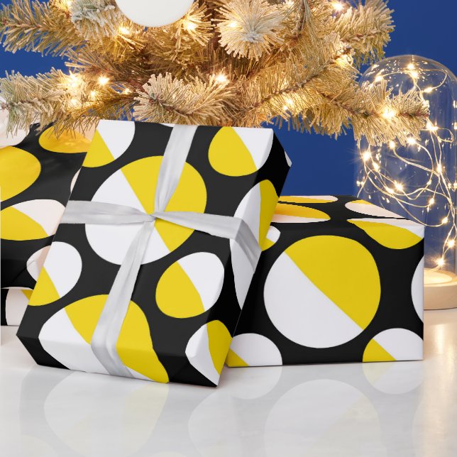 Papel De Regalo Círculo negro amarillo (Vacaciones)