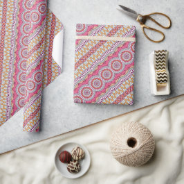 Papel De Regalo Círculo rosa amarillo y blanco Mandala Envolver Pa