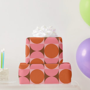 Papel De Regalo Círculos abstractos de mediados de siglo en rosa y