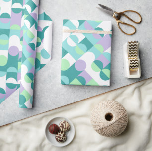 Papel De Regalo Círculos Arte Patrón Verde Azul Turquesa Chic