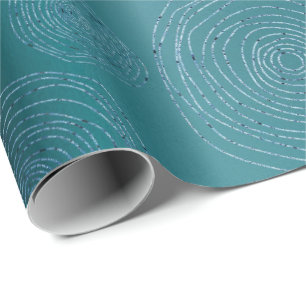 Papel De Regalo Círculos brillantes Verde azulados de la Marina Az