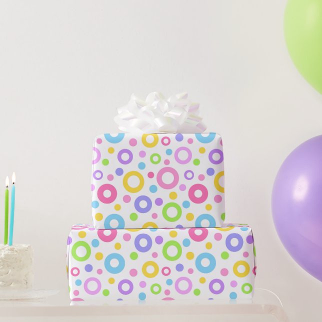 Papel De Regalo Círculos Coloridos Pastel (Regalos de fiesta)