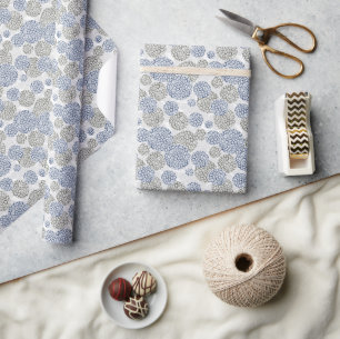 Papel De Regalo Círculos con huella de piel de leopardo gris y azu