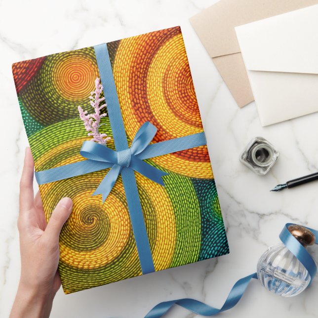 Papel De Regalo Círculos concéntricos abstractos en vibrante multi (Regalar)