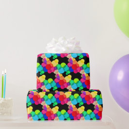 Papel De Regalo Círculos de arcoiris en negro