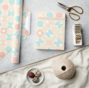 Papel De Regalo Círculos de Coral Pastel Verde Menta Chic Patrón d