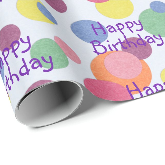 Papel De Regalo Círculos de cumpleaños felices (Esquina del rollo)