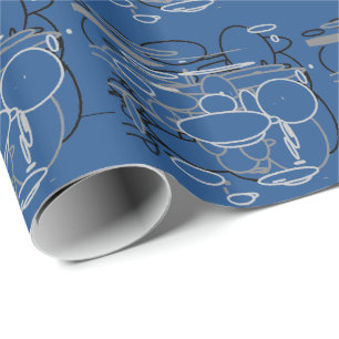 Papel De Regalo Círculos de gris blanco negro, fondo azul marino, 