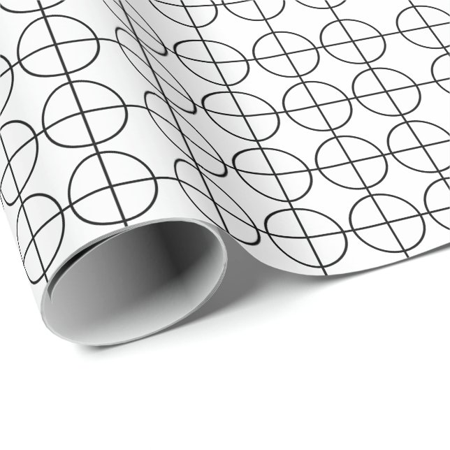 Papel De Regalo Círculos de rayas en blanco y negro (Esquina del rollo)