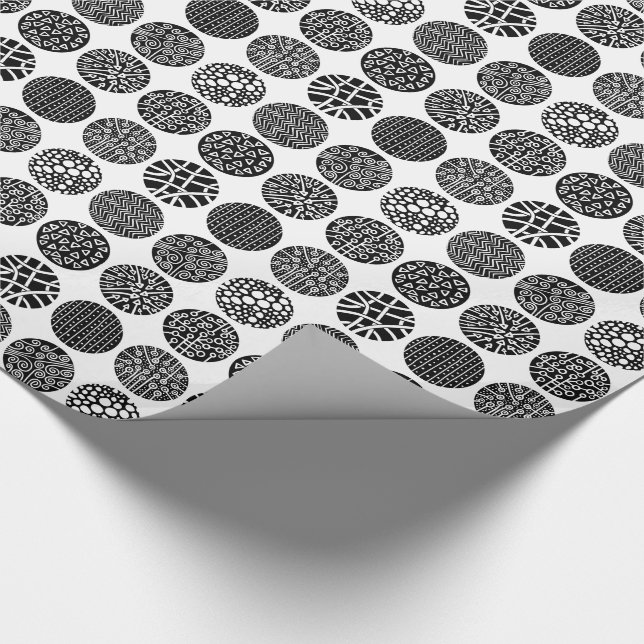 Papel De Regalo Círculos decorativos - Blanco y negro (Esquina)