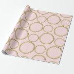 Papel De Regalo Círculos dorados y moda rosa rosa moderno<br><div class="desc">papel de envoltura de personalizado</div>