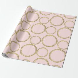 Papel De Regalo Círculos Dorados y Rosa Sonrojado Moderno y Tenden
