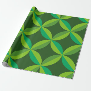 Papel De Regalo Círculos geométricos de mediados de siglo en verde