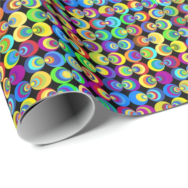 Papel De Regalo Círculos geométricos del arcoiris  (Esquina del rollo)