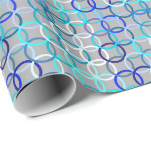 Papel De Regalo Círculos, gris, azul y blanco modernos de los